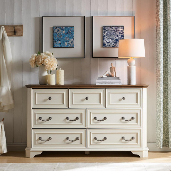 Rubbermaid Farmhouse 7 Drawers Dresser Chests For Bedroom, Wood Rustic